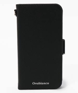 Orobianco スマホアクセサリー BLACK サフィアーノ調" PU Leather Book Type Case（iPhone 11）