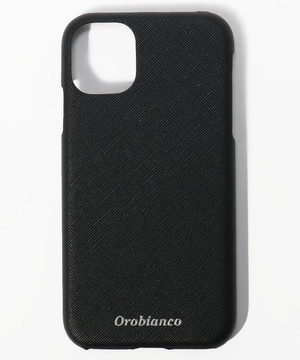Orobianco スマホアクセサリー BLACK サフィアーノ調" PU Leather Back Case(iPhone 11)