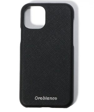 Orobianco スマホアクセサリー BLACK サフィアーノ調" PU Leather Back Case(iPhone 11Pro)