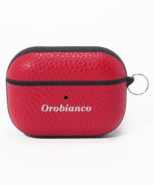 Orobianco スマホアクセサリー RED シュリンク PU Leather AirPods Pro Case