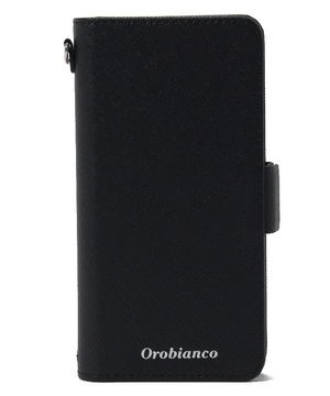 Orobianco スマホアクセサリー BLACK “サフィアーノ調“PU Leather Book Type Case【iPhoneSE(第2世代)/8/7 ケース】