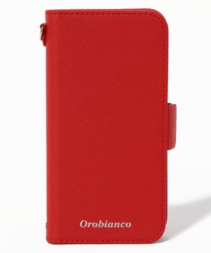 Orobianco スマホアクセサリー RED "サフィアーノ調" PU Leather Book Type Case(iPhone 12 mini)