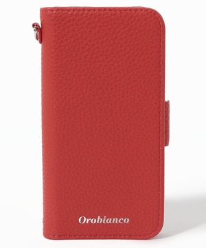 Orobianco スマホアクセサリー RED "シュリンク"PU Leather Book Type Case(iPhone 12 mini)
