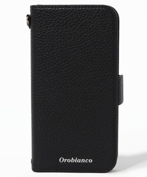 Orobianco スマホアクセサリー BLACK "シュリンク"PU Leather Book Type Case(iPhone 12/12 Pro)