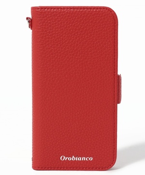 Orobianco スマホアクセサリー RED "シュリンク"PU Leather Book Type Case(iPhone 12/12 Pro)