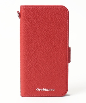 Orobianco スマホアクセサリー RED シュリンク"PU Leather Book Type Case（iPhone 13）