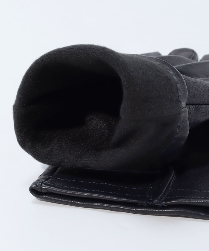 BLACK）タッチパネル対応イタリーシープスマートスタイル革手袋