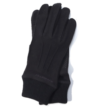 Orobianco 手袋 BLACK アウトフィンガーニットカフス付き手袋