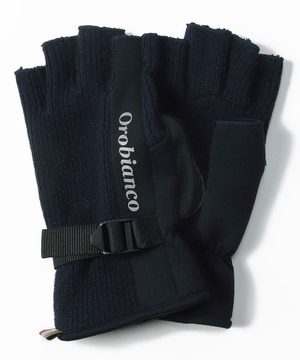 フィンガーフリーリブ編み風調整ベルト付手袋