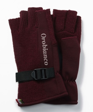 Orobianco 手袋 WINE フィンガーフリーリブ編み風調整ベルト付手袋