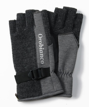 Orobianco 手袋 CHARCOAL フィンガーフリーリブ編み風調整ベルト付手袋