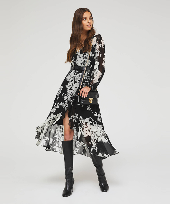 プリントジョーゼットvネックフリルラップスカートワンピース レディース シスレー オンラインストア Sisley公式ファッション通販