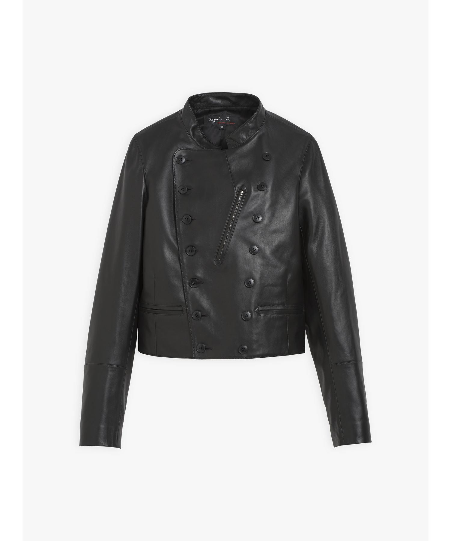 agnes b.homme stand collar leatherjacket