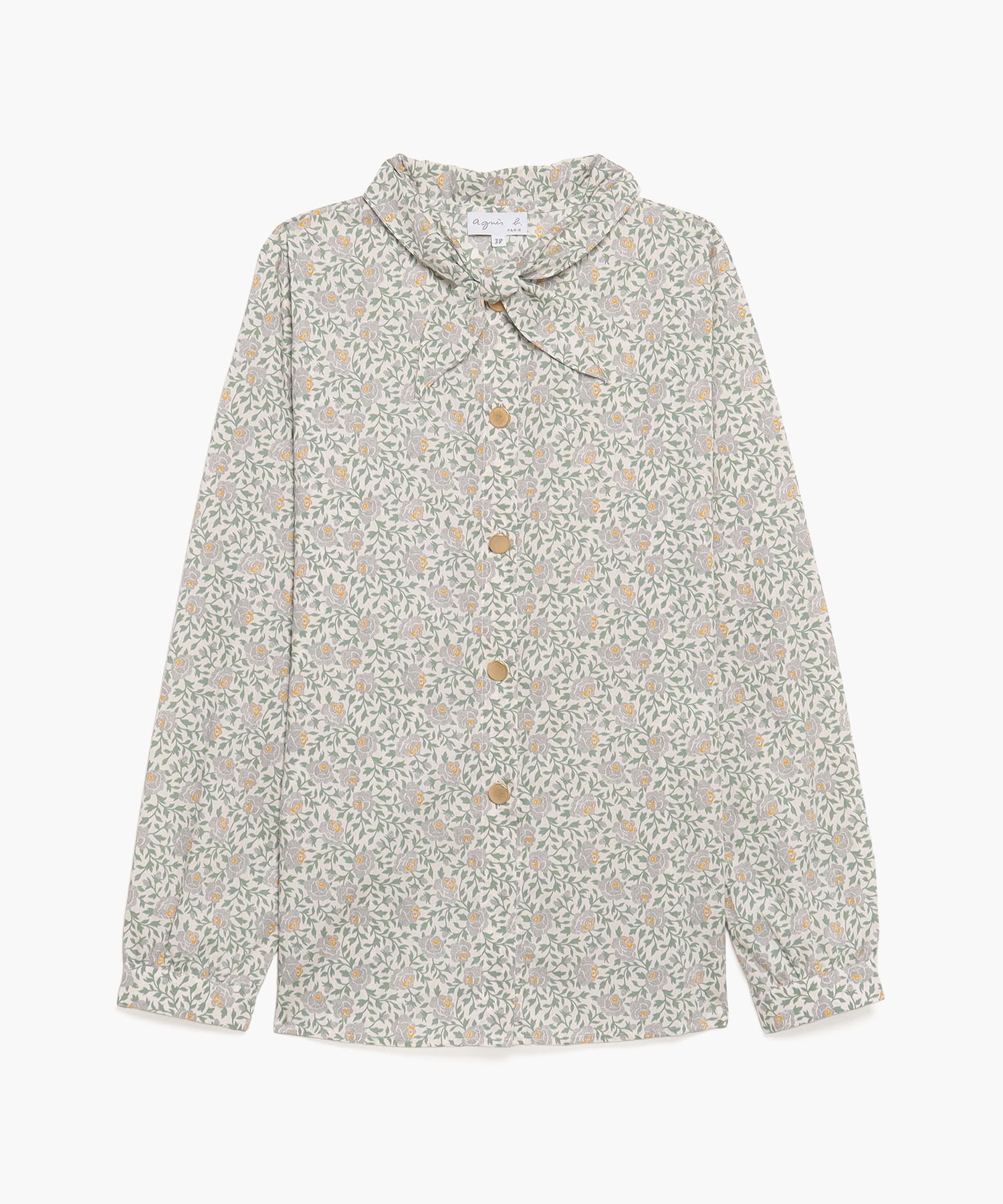 ICP2 CHEMISE フラワープリント ボータイブラウス