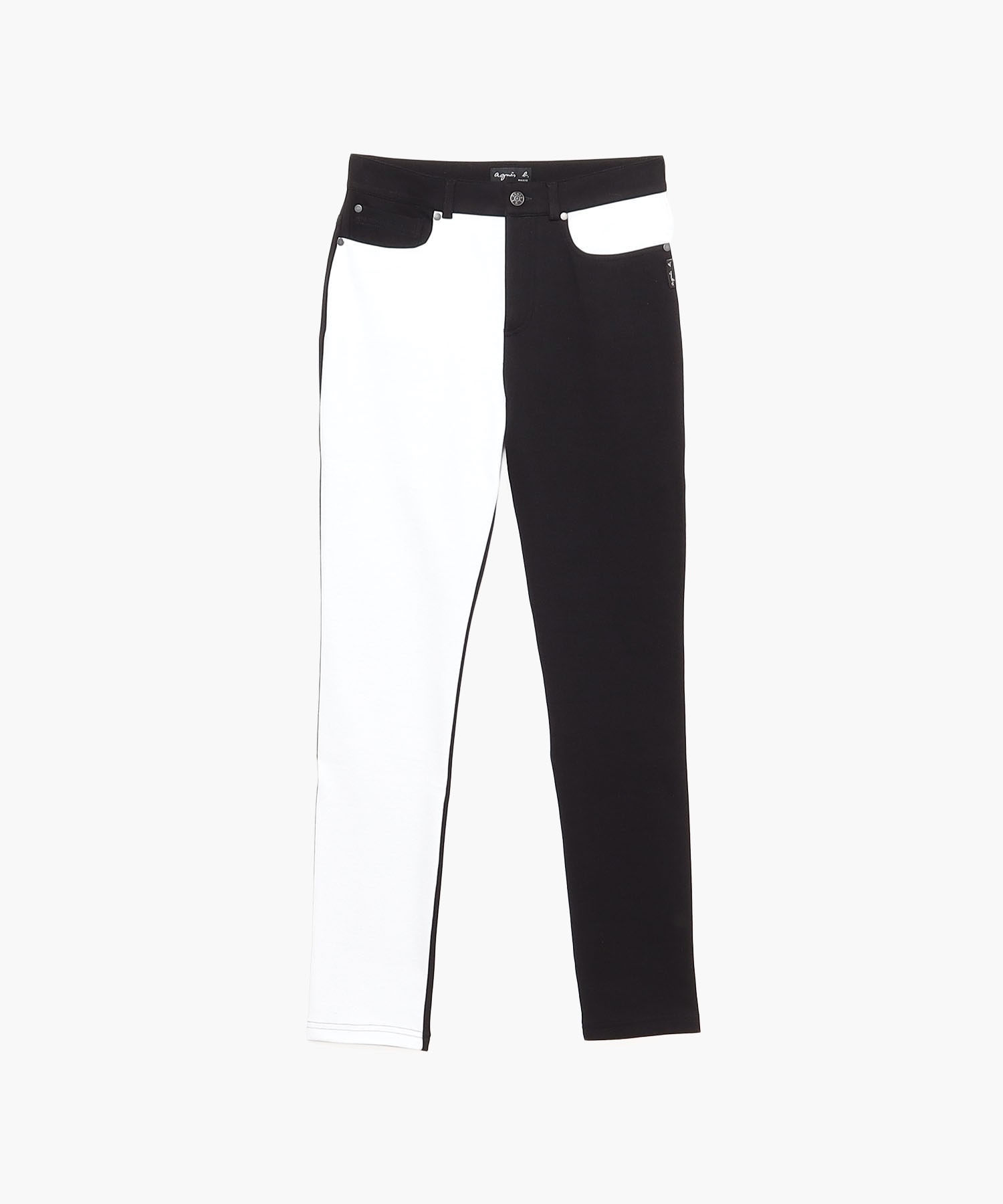 J617 PANTALON バイカラースリムパンツ