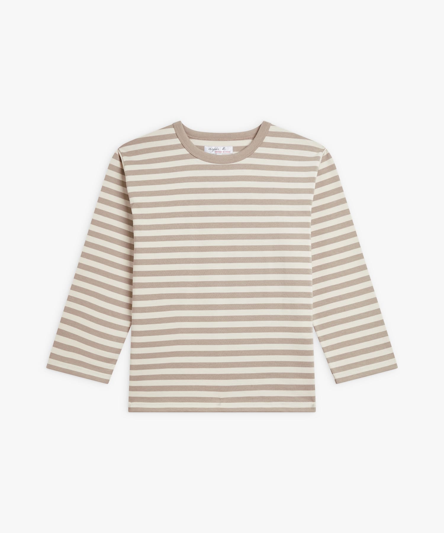 細ボーダー コットン 七分袖 Tシャツ "Lil Cool"