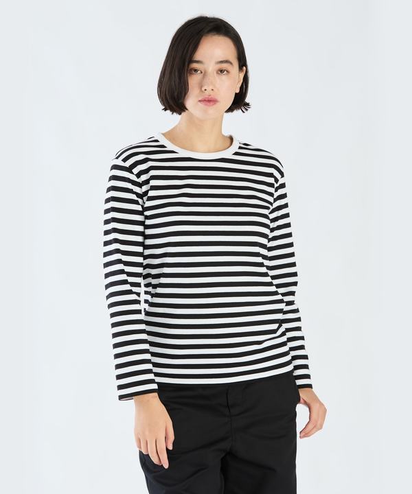細ボーダー コットン 長袖 Tシャツ "Cool"