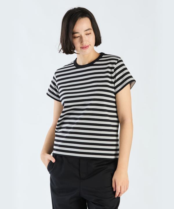 細ボーダー コットン 半袖Tシャツ "Brando"