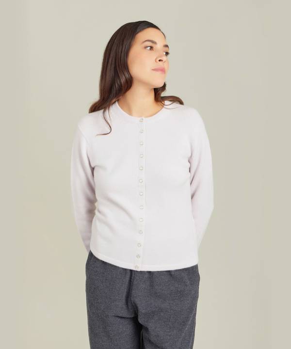 カシミヤ 長袖 カーディガンプレッション "Le Petit"