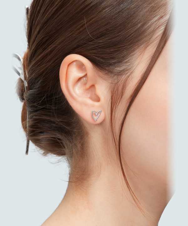 ハート シングルピアス