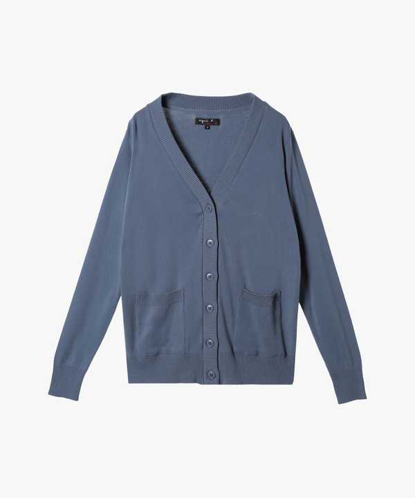 サイズL V.A agns b アニエスベー カーディガン NAVY キッズ カーディガンプレッション ［Made in France