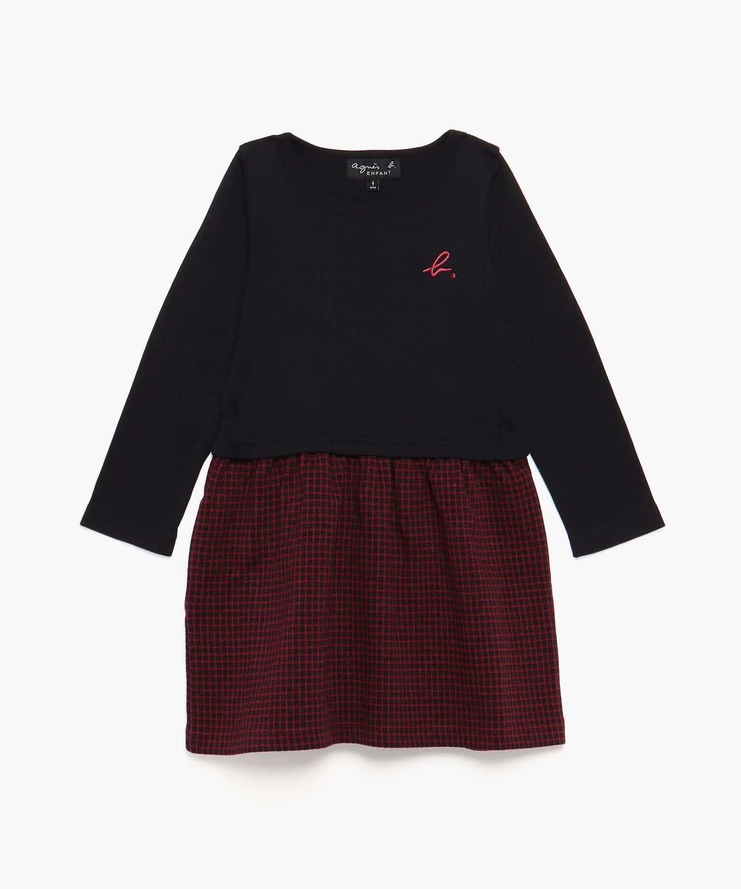 JGC8 E ROBE キッズ グラフチェックドッキングワンピース