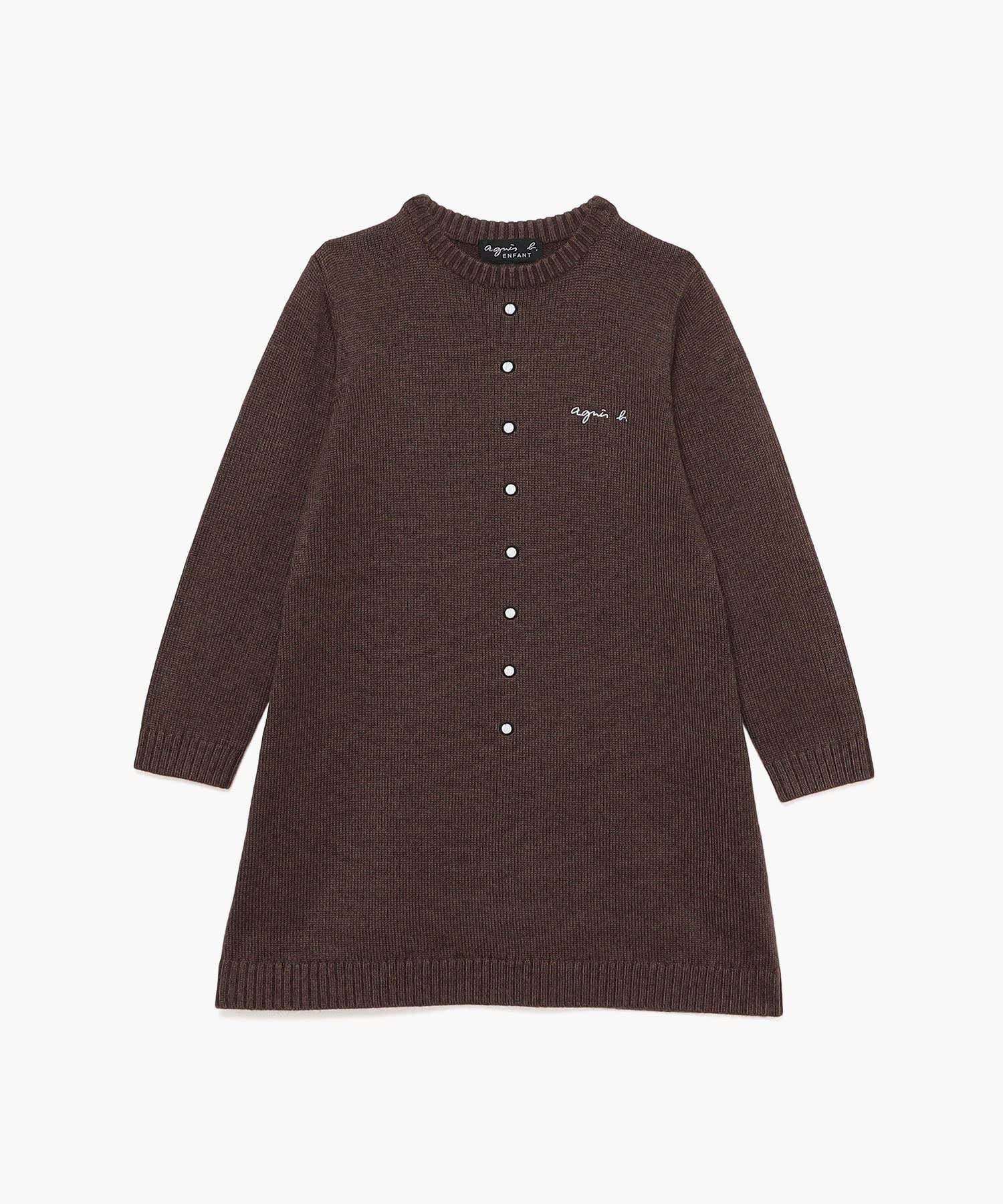 LV84 E ROBE キッズ カーディガンプレッション風ニットワンピース