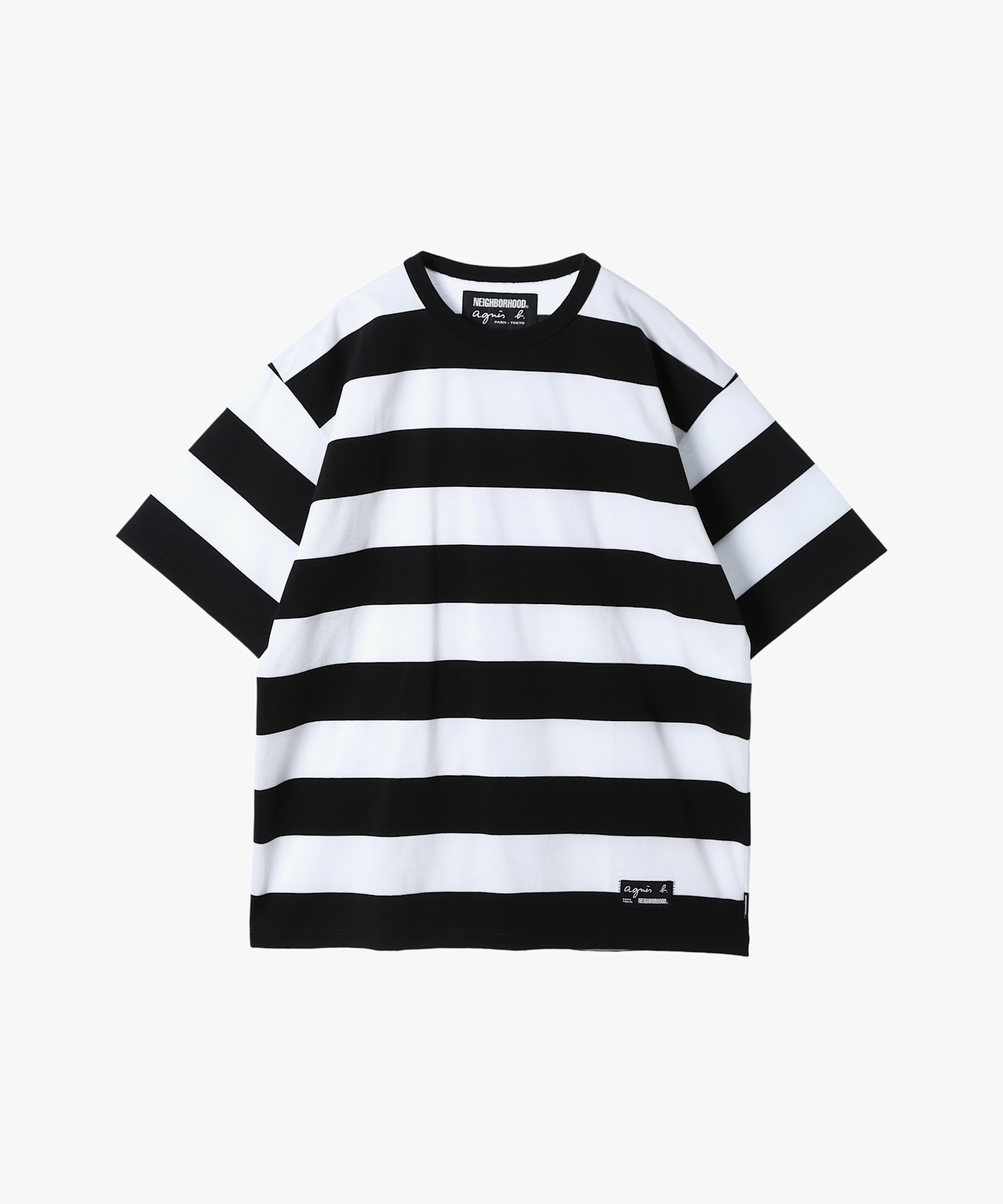 agnes b. x NH ボーダークルーネック 半袖Tシャツ