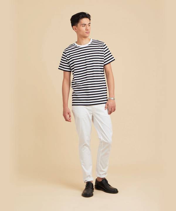 メンズ コットン 細ボーダー 半袖Tシャツ "Coulos"