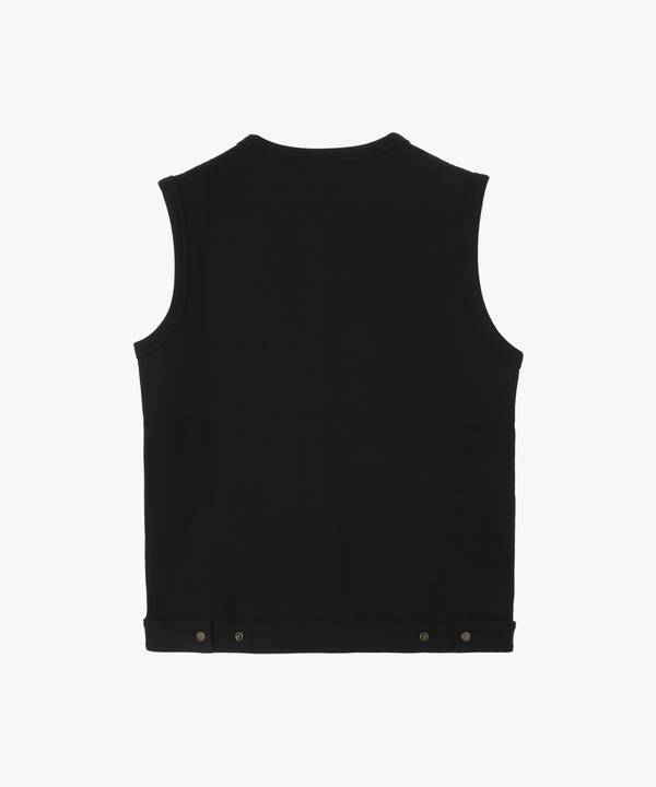 メンズ オーガニックコットン メルトン ノースリーブ カーディガンプレッション "Azur"