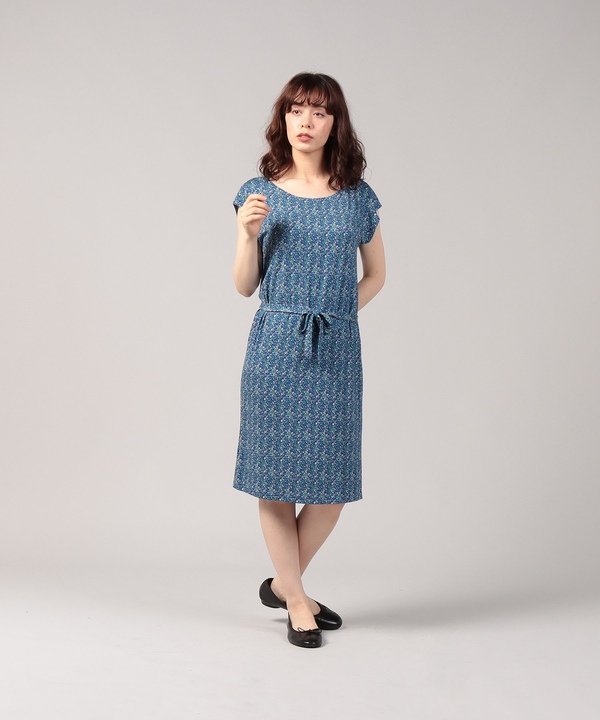 【Outlet】JGY5 フラワープリントフレンチスリーブワンピース