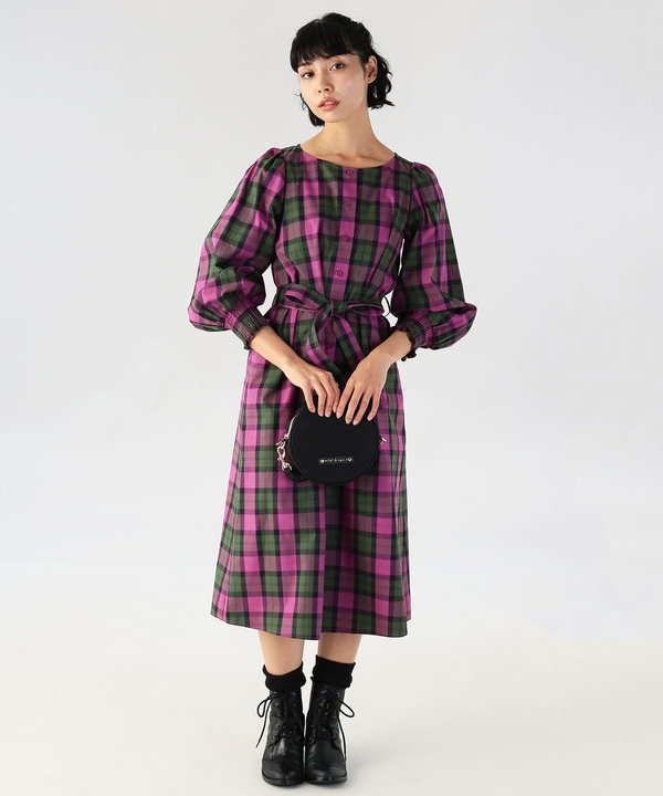 【Outlet】 チェックAラインドレス