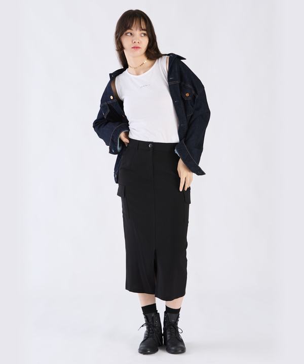 【Outlet】ワーステッドポリエステルカーゴスカート