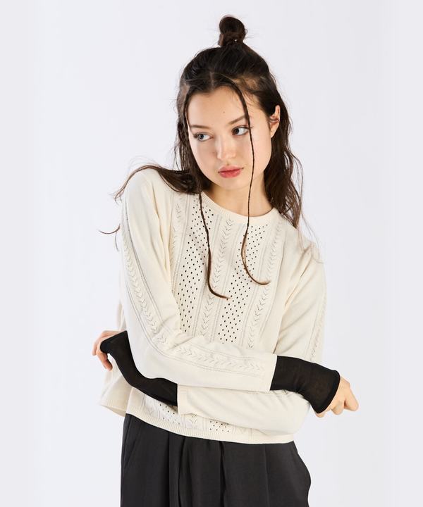 【Outlet】オープンワークモールニットプルオーバー