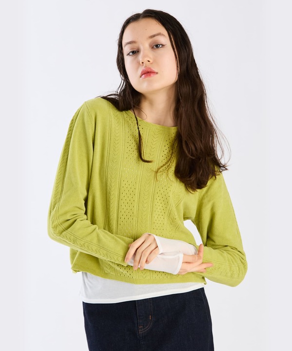 【Outlet】オープンワークモールニットプルオーバー