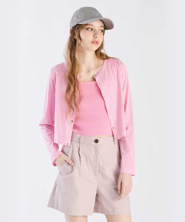 【Outlet】ボーダーコンパクトカーディガン