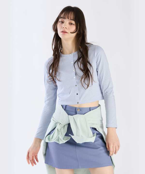 【Outlet】ボーダーコンパクトカーディガン