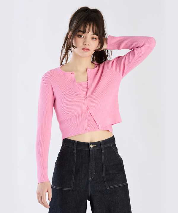 【Outlet】コットンリブカーディガン