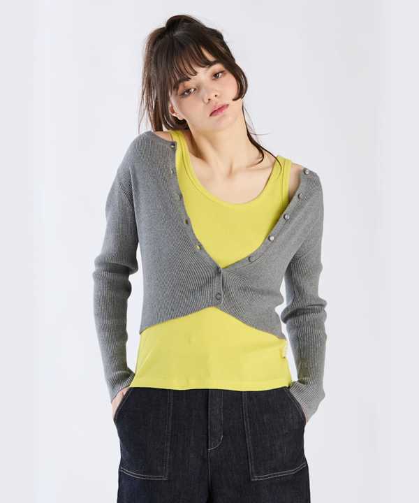 【Outlet】コットンリブカーディガン