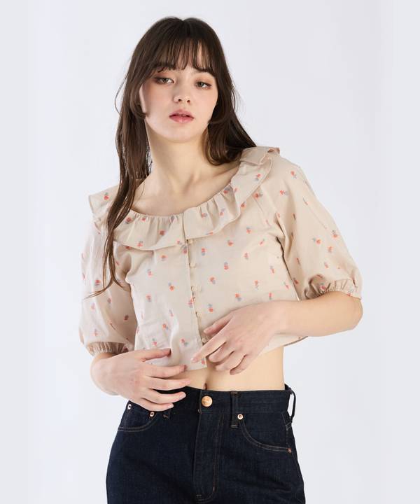 【Outlet】フラワーエンブロイダリーブラウス