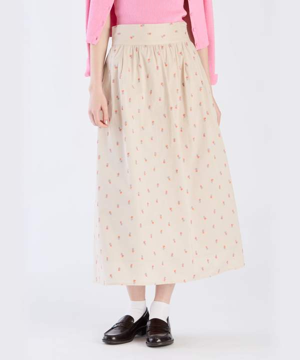 【Outlet】フラワーエンブロイダリースカート