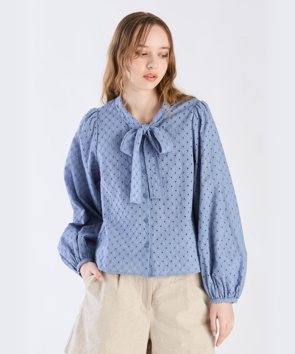 【Outlet】コットンフラワーレースブラウス