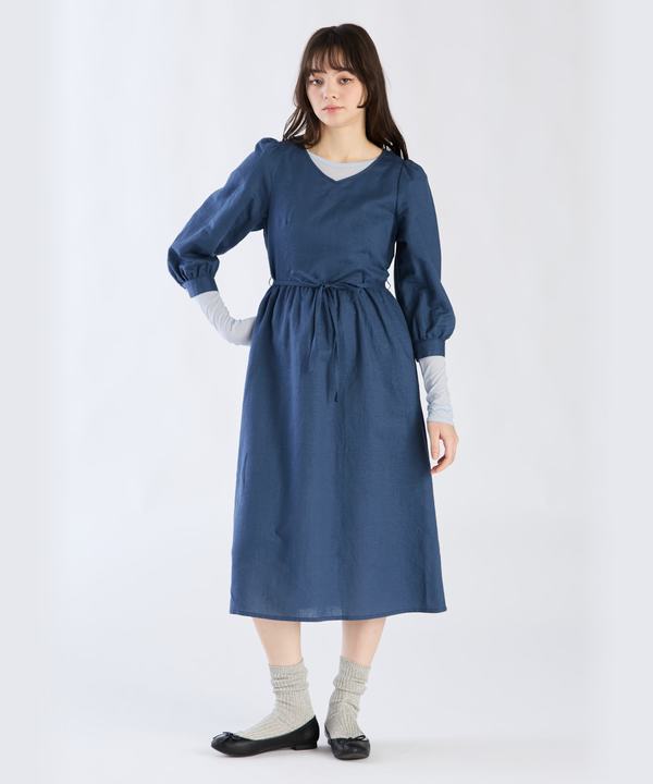 【Outlet】リネンコットンシャーリングドレス
