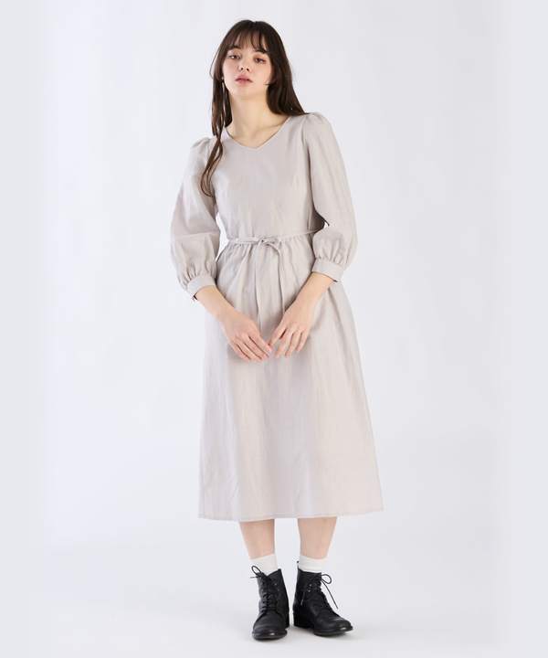 【Outlet】リネンコットンシャーリングドレス