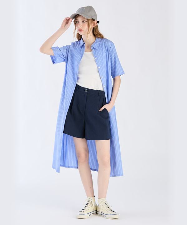 【Outlet】ドビーストライプシャツドレス