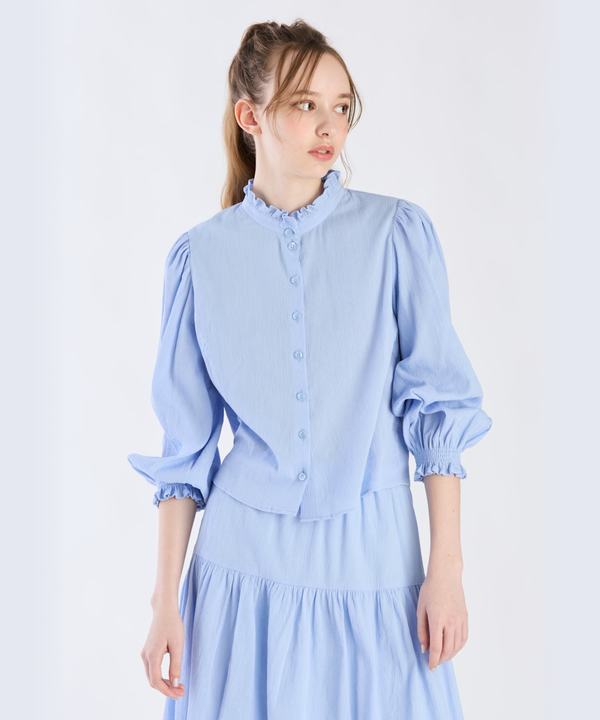 【Outlet】コットンクレープフリルブラウス