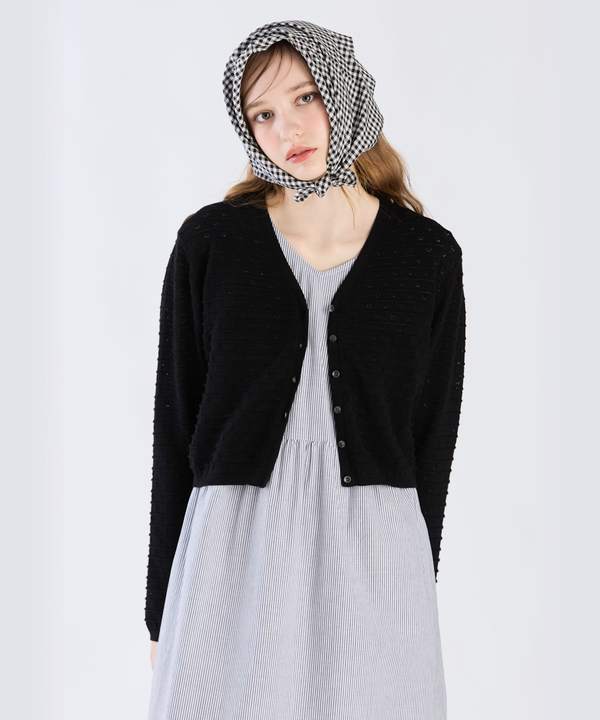 【Outlet】デイジーストライプニットカーディガン