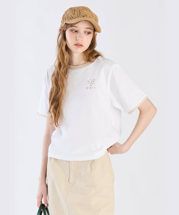 【Outlet】エンブロイダリーリンガーTシャツ