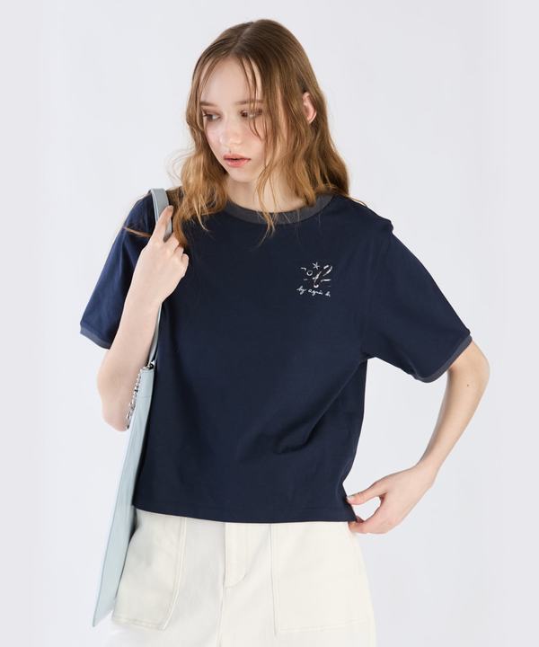 【Outlet】エンブロイダリーリンガーTシャツ