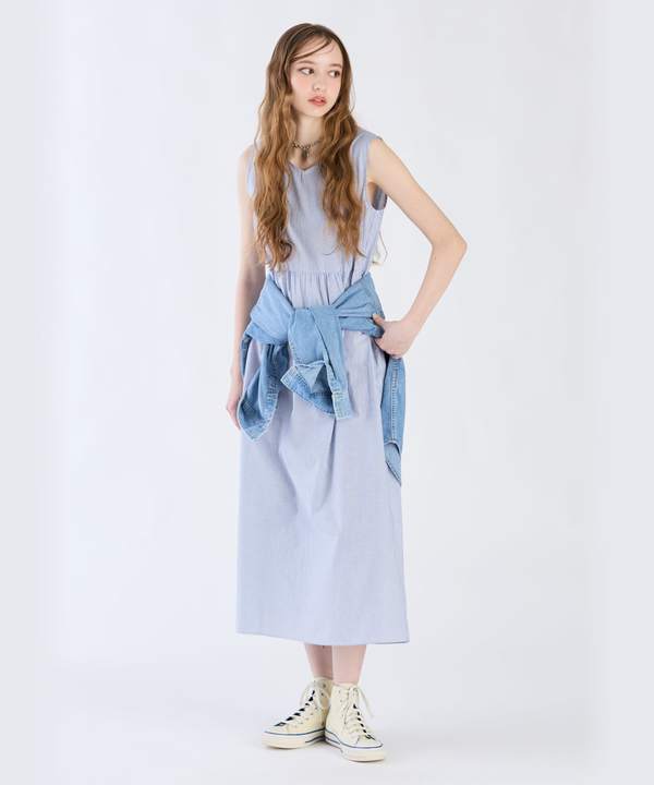 【Outlet】ストライプブイネックドレス